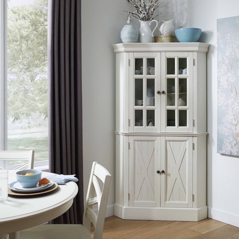 seaside lodge corner cabinet white - home styles