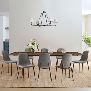 9-Piece Dining Set for 8,Walnut Rectangular Extendable Dining Table 95" L with Beige Armless Kitchen Chairs for Dining Room,Farmhouse-Tanpinhause - 1 of 4