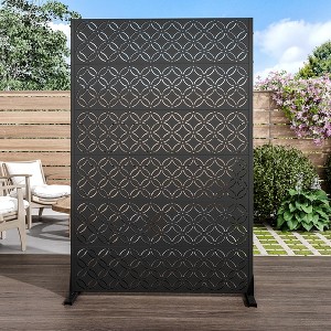 MAYEERTY Copper Coin Type Galvanized Steel Screen Outdoor and Indoor Privacy Screen for Balcony 6 Piece Set Black - 1 of 4