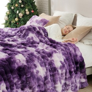 Cozy Bliss Bubble Faux Fur Throw Blankets, Plush Soft Thick Blanket for Sofa, Bedroom, Living Room - 1 of 4