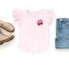Cherry Hearts Pink Bow Patchwork Print - Flutter Sleeve Graphic T-Shirt - 3 of 4