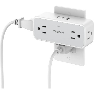 Multi Plug Outlet Splitter, Surge Protector 4 Outlets Extender with 3 USB Ports (2 USB C), 3 Sided Multiple Plug Expander 900J, Home Office Hotel