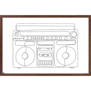 Trends International LINE AND BRUSH - Continuous Line Boombox Framed Wall Poster Prints - 1 of 4