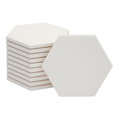 Bright Creations 12 Pack Blank White Ceramic Hexagon Coasters. Tiles for Crafts (3.7 in)