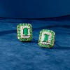 Ross-Simons 0.90 ct. t.w. Emerald and .16 ct. t.w. Diamond Earrings in 14kt Yellow Gold - 3 of 4