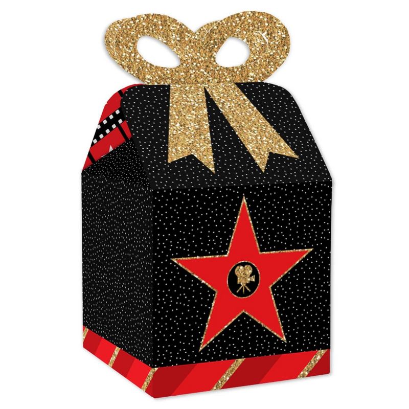 Big Dot of Happiness Red Carpet Hollywood - Square Favor Gift Boxes - Movie Night Party Bow Boxes - Set of 12, 1 of 9