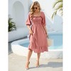 Coolmee Women's Summer Dress Backless Square Neck Half Sleeve Dress Smocked Ruffle Hem Maxi Dress Beach Dress - 4 of 4