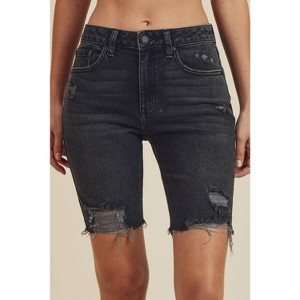 Women's Biker Shorts High Rise - JUST BLACK DENIM - 1 of 2