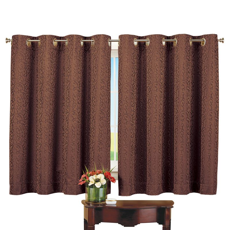 Collections Etc Insulated Scroll Pattern Short Curtain Panel, Single Panel,, 1 of 4
