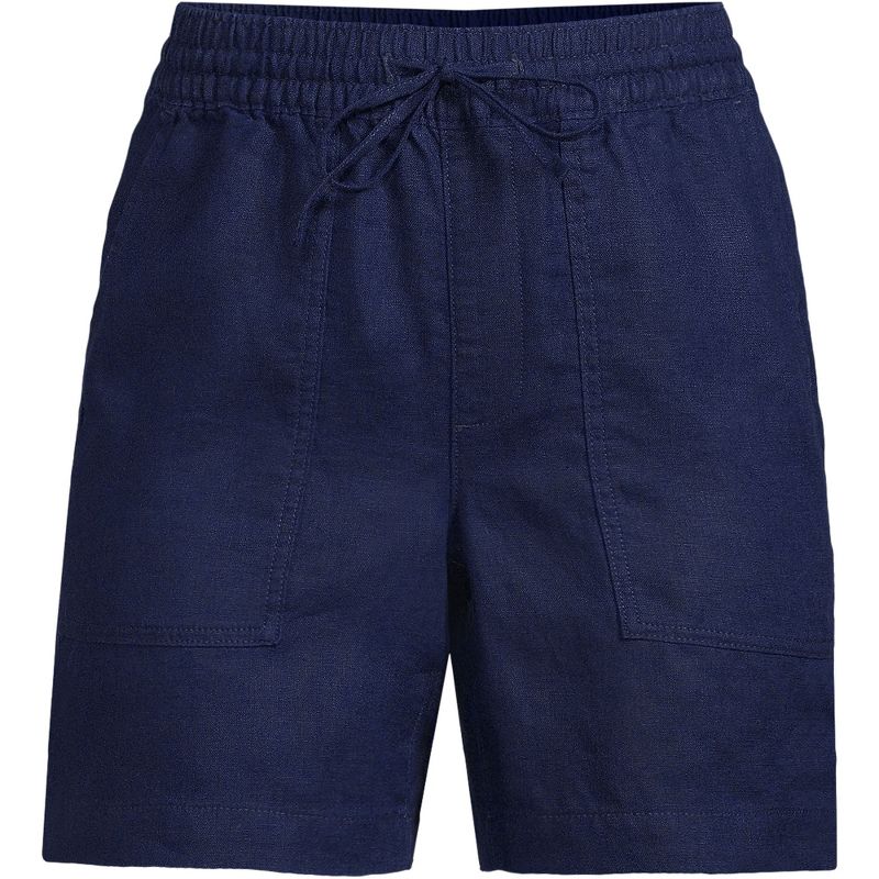 Lands' End Women's High Rise Pull On Drawstring A-line 7" Linen Shorts, 3 of 5