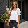 Knit & Lounge Women’s Embroidered Puff Sleeve Top Square Neck Smocked Bodice Sheer Hem Lightweight Blouse - 2 of 4