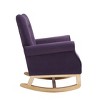 CAVINAS Modern Rocking Chair, Velvet Fabric Accent Chair with High Back and Wood Legs, Reading Chair for Living Room, Bedroom, Baby Room - 3 of 4