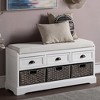 Storage Bench, Wooden Storage Bench Organizer with 3 Drawers and 3 Baskets, Entryway Shoe Bench with Cushion for Living Room, Hallway, Entryway - 2 of 4