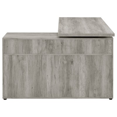 Grey Driftwood L-Shape Desk with Storage and Filing Cabinet
