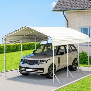 XBRIGH 12x20 Ft Carport, Heavy Duty Metal Car Port, All-Weather Protection, Easy Assembly for Cars, Trucks, Boats, Tractors, and Outdoor Storage - 1 of 4