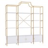 CAVINAS Bookcases for Living Room 5 Tiers Office Bookshelf Display Shelf Bookcase with Round Top, X Bar Gold Frame - 2 of 4