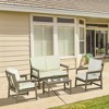 Outsunny 4 Piece Patio Furniture Set with Cushion, HDPE Conversation Sofa Set, Cream White - 3 of 4