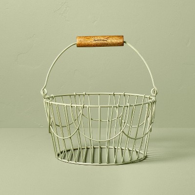 Coated Wire Easter Basket with Wood Handle Sage Green - Hearth & Hand™ with Magnolia