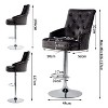 Artloge 1PC Velvet Bar Stool Swivel Adjustable Height Lion Head Tufted Back Grey Modern - 2 of 4