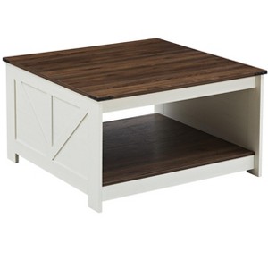 Farmhouse Coffee Table with Storage Rustic Wood Cocktail Table - 1 of 4