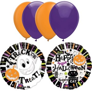 LoonBalloon 26" Halloween See-Thru Greetings Foil Balloon with 4 Latex Balloons – 3D Spooky Party Decoration Set - 1 of 4