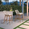 PURPLE LEAF Bar Stools Set of 2 Height Metal Bar Chairs with Back Modern Aluminum Tall Comfy Wicker Woven Boho Barstools Garden Pool Patio Outdoor - 3 of 4