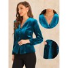 Allegra K Women's Velvet Long Sleeves Shoulder Pads Pockets 3 Buttons Casual Blazer - 2 of 4