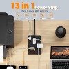Surge Protector Power Strip Black, Flat Plug Extension Cord 10 FT with 3 USB(1 USB C), 1700J Protection Multi Plug Charging Station for Home, Office - 2 of 4