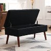 43.3"W Storage Bench for Bedroom, End of Bed Bench, Entryway Ottoman with Solid Wood Legs, Linen/PU Leather Upholstery, 300lbs Capacity - ModernLuxe - 2 of 4