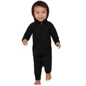 Joggies - Black & Red Infant Footless Hoodie One Piece - 1 of 4