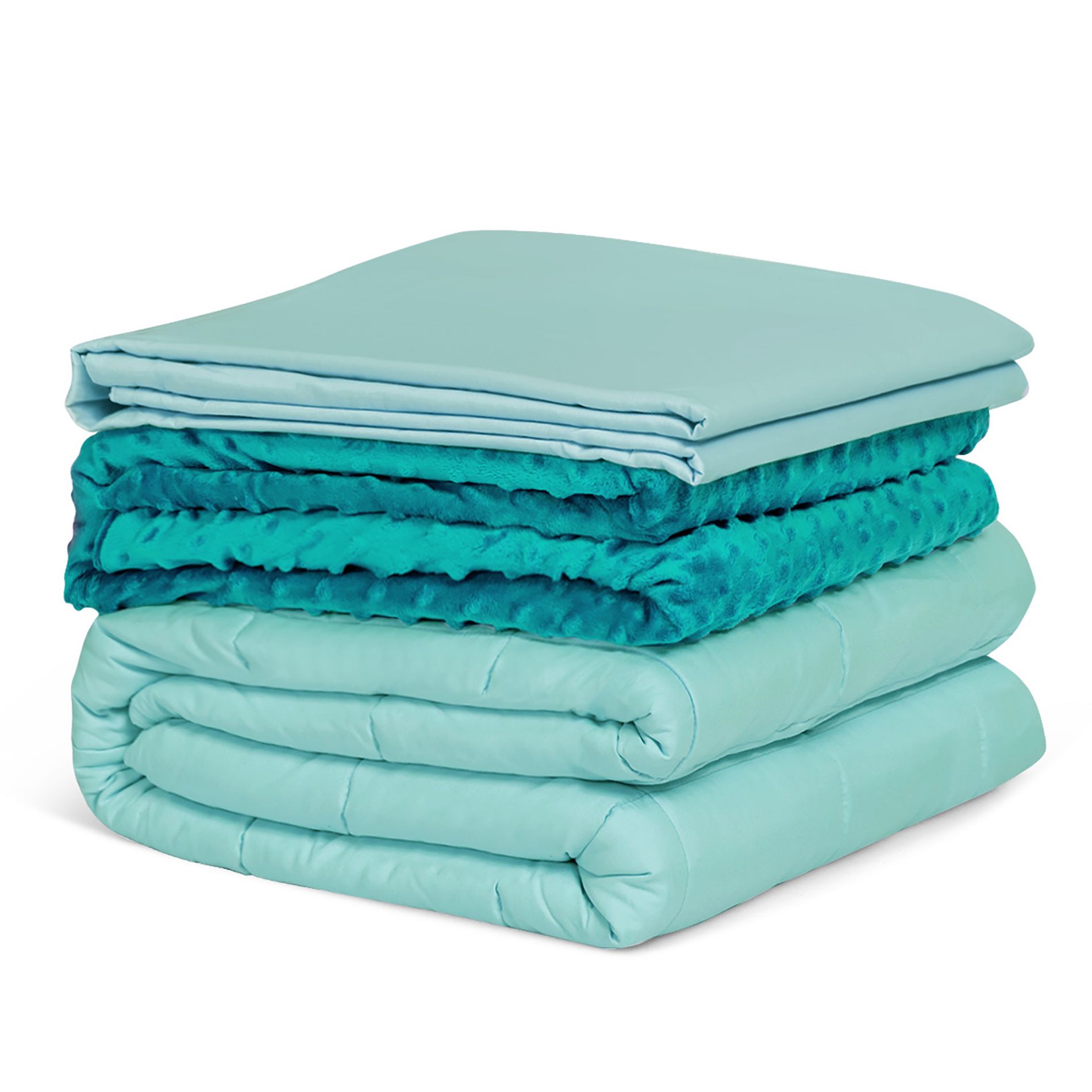 Costway 25lbs Heavy Weighted Blanket 3 Piece Set w/Hot & Cold Duvet Covers 60''x80''Pink\Green