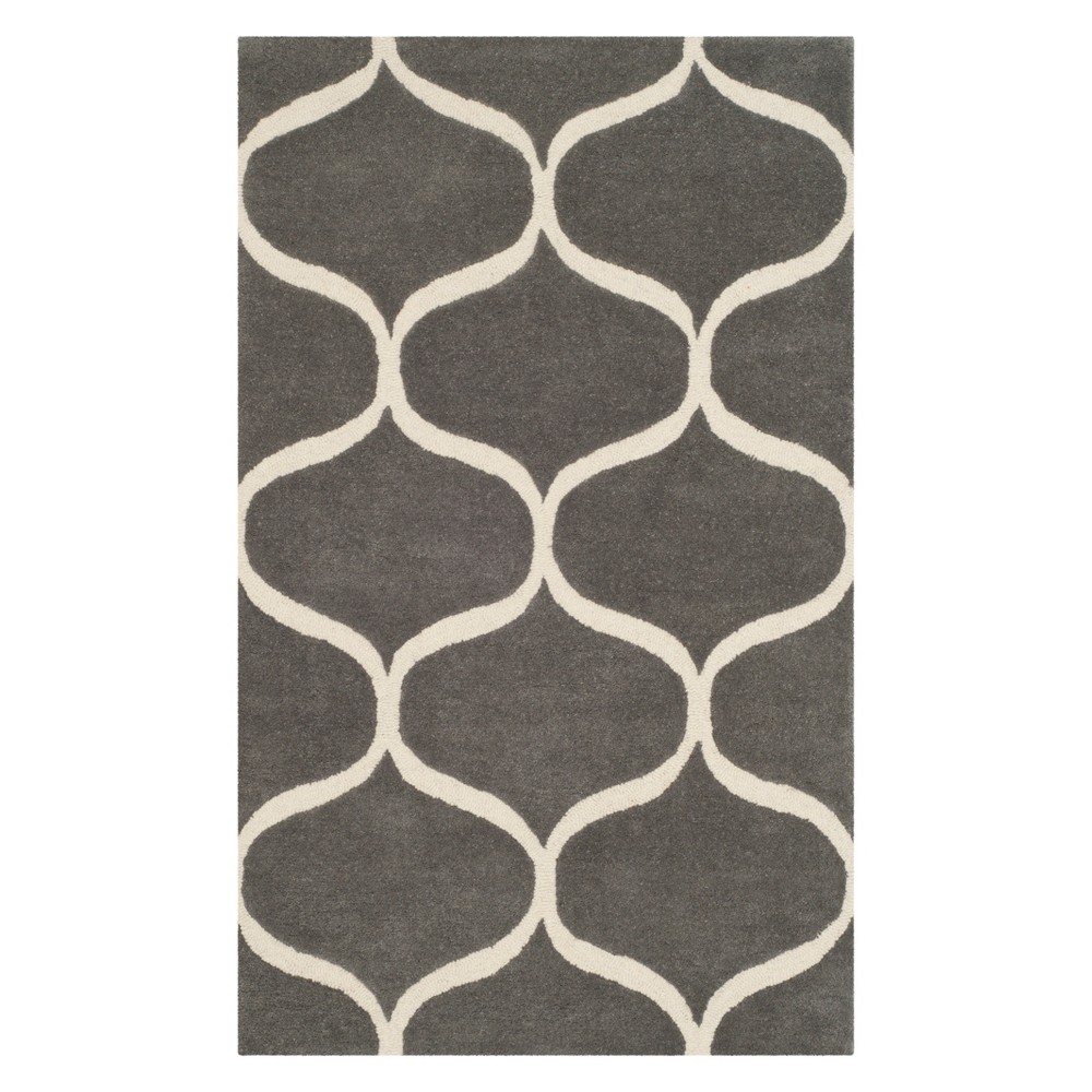 3'x5' Brittany Geometric Tufted Accent Rug Dark Gray/Ivory - Safavieh