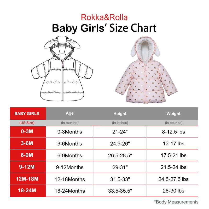 Rokka&Rolla Infant Toddler Girls' Fleece Puffer Jacket-Baby Warm Winter Coat, 3 of 8
