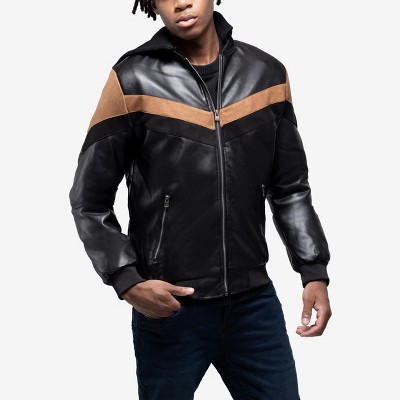 X RAY Mens Motorcycle PU Leather Jacket With Faux Shearing Lining