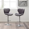 Velvet Upholstered Adjustable Swivel Barstools Set of 2 with Footrest and Chrome Finish for Kitchen or Home Bar - 2 of 4