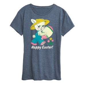 Women's - Instant Message - Vintage Happy Easter Short Sleeve Graphic T-Shirt - 1 of 4