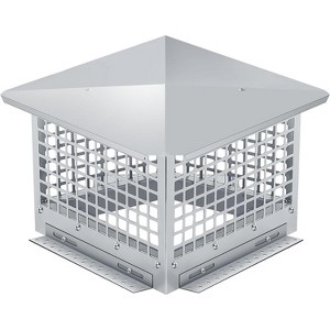 COZONY Chimney Cap 304 Stainless Steel Mesh Cover, Weatherproof Spark Arrestor with Easy Bottom Installation, Outdoor Flue Tile Guard, Silver - 1 of 4