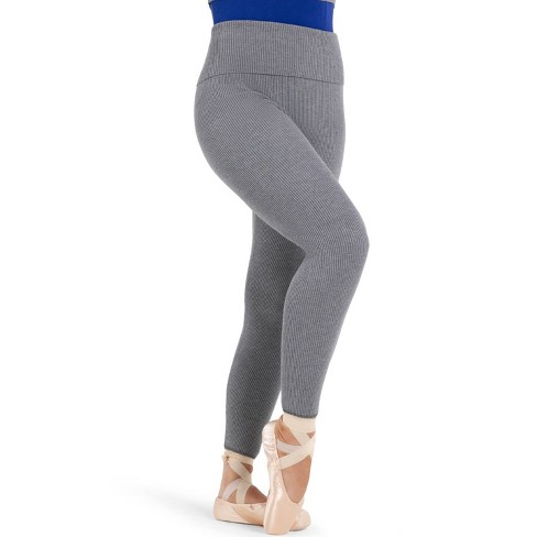 Capezio Heather Gray Women's Ribbed Sweater Knit Legging, X-large