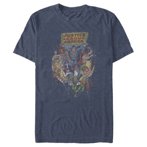 Men's Justice League Vintage Hero Collage T-shirt - Navy Blue Heather ...