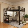 Bellemave Full size loft metal bed with black for bedroom and dormitory, with built-in charging station and LED lighting - 3 of 3