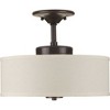 Progress Lighting Inspire 1-Light LED Semi-Flush Mount, Antique Bronze, Etched Glass Diffuser, Off-White Linen Shade - 2 of 4