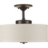 Progress Lighting Inspire 1-Light LED Semi-Flush Mount, Antique Bronze, Etched Glass Diffuser, Off-White Linen Shade - image 2 of 4