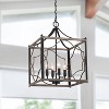 LNC Ribbon 4-Light 14.5" Farmhouse Square Small Chandelier, Matte Black and Gray Wood Tone - 2 of 4