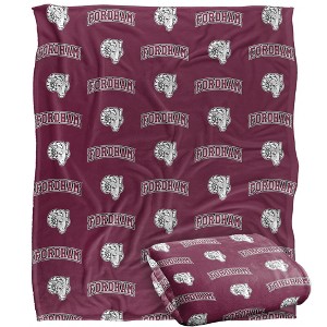 Fordham University Logo Pattern Silky Touch Blanket White 50x60 - 1 of 4