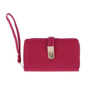 CTM Women's Vegan Leather Twist Lock Flap Wallet Wristlet - 1 of 4