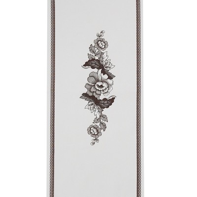 Ivory and Brown Floral Polyester 90" Table Runner