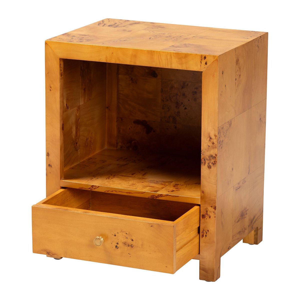 bali & pari Camira Wood 1 Drawer Nightstand Light Mappa Burl - thumbnail 4