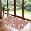 Red and White Oriental Non Skid Area Rug - 2 of 4