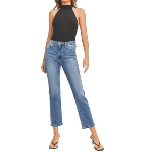 Women's Slim Straight Distressed - JUST BLACK DENIM - 1 of 4