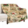 FIONECA Vintage Christmas Collage Blanket with Poinsettia Ornament and Architecture Pattern Soft Cozy Holiday Throw 30x40 inches - 2 of 4